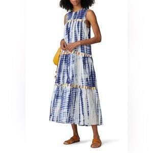 NWT Runaway WARM  Blue and White Tie-Dye Maxi Mezcal Oversized Dress